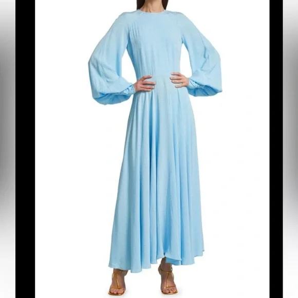 Roate | Dresses | Rotate Blue Bellsleeve Maxi Open Back Dress | Poshmark